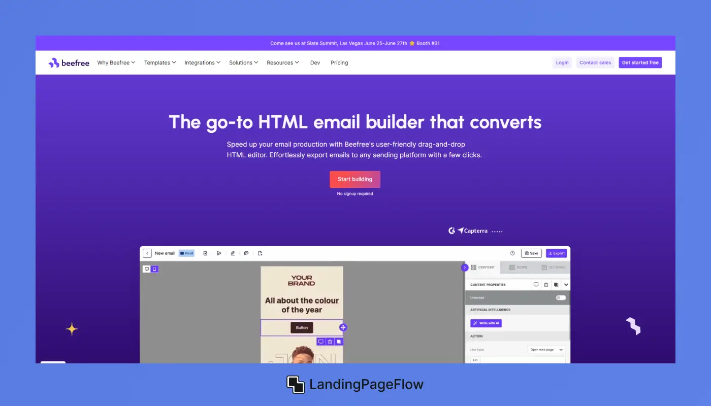 Beefree - Drag-and-Drop Landing Pages with Email Design Focus